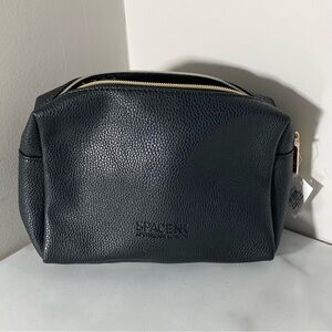 3/$30 Space NK Black Vegan Leather Cosmetic Bag Unisex NWT